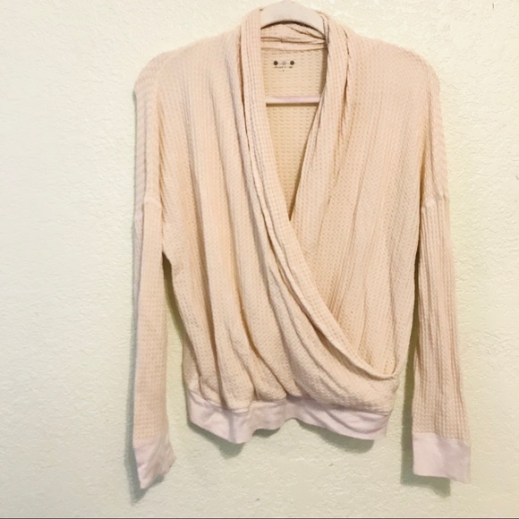 Three dots top ribbed wrap front long sleeve USA - Picture 2 of 9